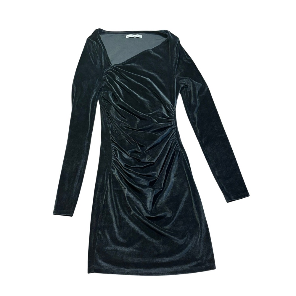 Y2K Abercrombie Black Velvet New Years NYE Cocktail Dress Long Sleeve Sz S‎ Tall